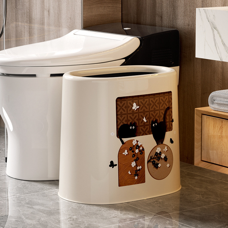 Creative Vintage-Style Household Trash Can for Bathroom, Living Room, and Kitchen, Suitable for Narrow Spaces, with a Storage Paper Basket Creative Vintage-Style Household Trash Can for Bathroom, Living Room, and Kitchen, Suitable for Narrow Spaces, with a Storage Paper Basket