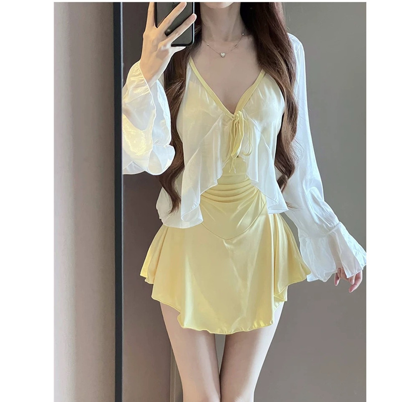 水着の女性のスカート式の連体の韓国版ins風は保守的にお腹を遮って痩せています。|undefined
