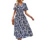 US Station Europe and America Amazon 2024 Summer Explosions Printed Vacation V-Neck Short Sleeve dress Women's in stock
