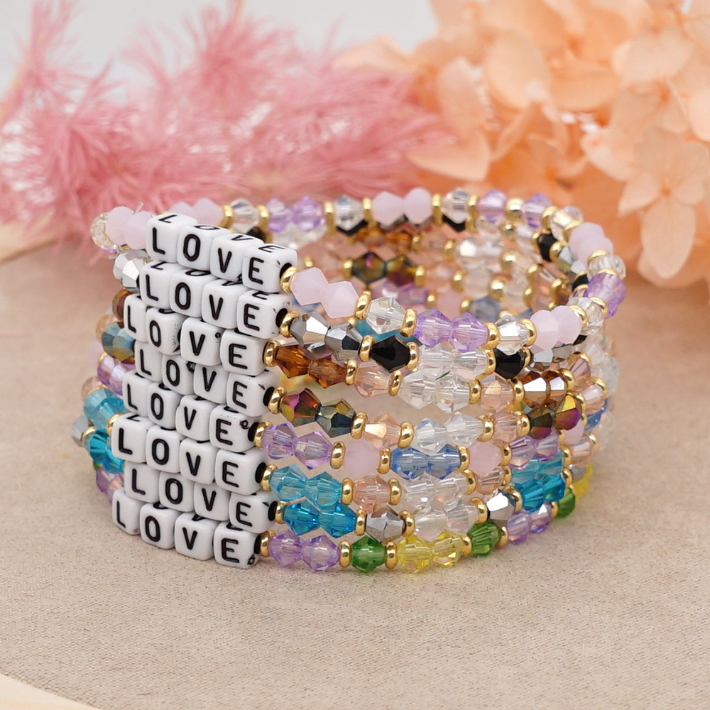 Ethnic Style Crystal Letter Acrylic Bracelet  Wholesale display picture 1