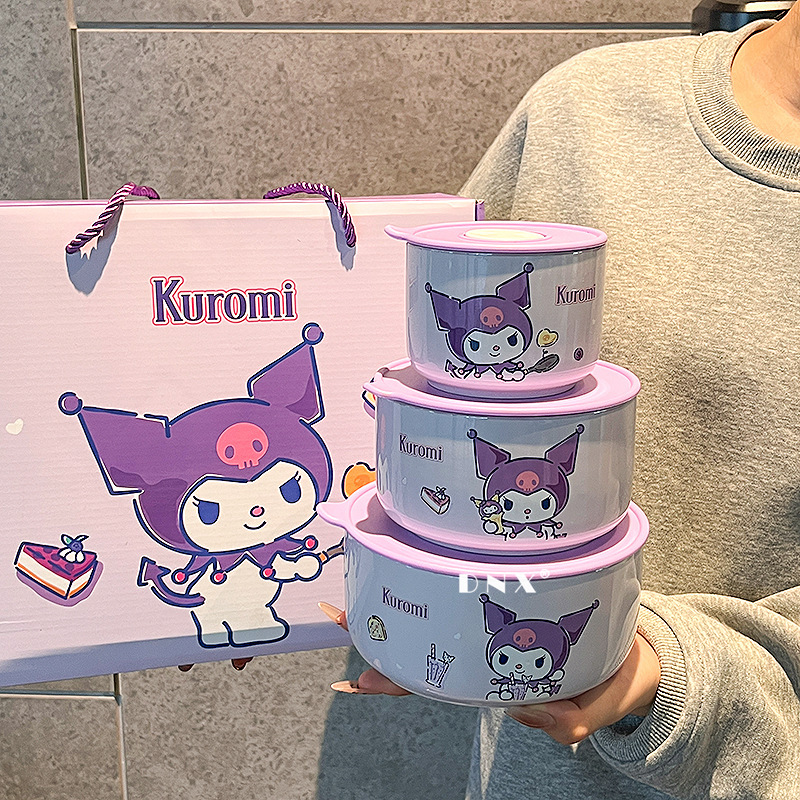 Sanrio sealed lunch box for office workers microwave heating ceramic Christmas bowl for primary school students lunch box tableware suit