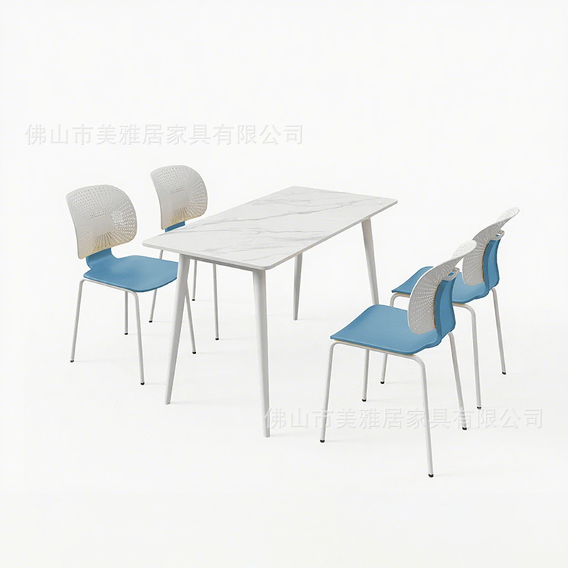 Mesa y silla de comedor de estudiantes de escuela Compañía comercial Comedor de personal de fábrica Comedor de postre Tienda de té de leche combinación de mesa y silla de comedor de tabla de roca