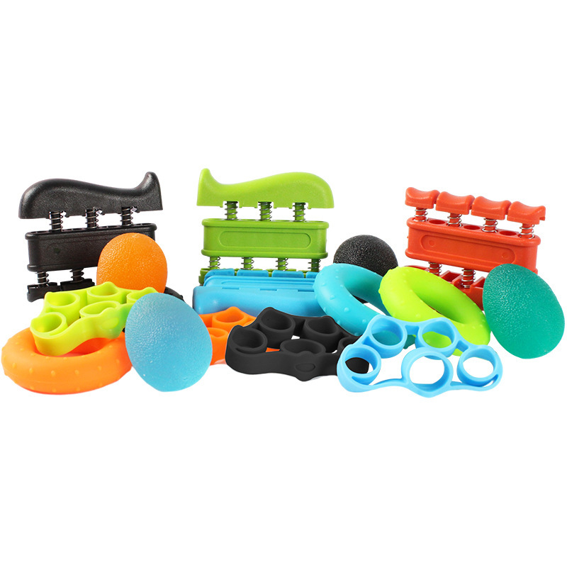 Silicone de cinco dedos entrenador de dedos de entrenamiento de agarre huevo bola de agarre anillo de cinco dedos teclas de rehabilitación conjunto de agarre de fuerza