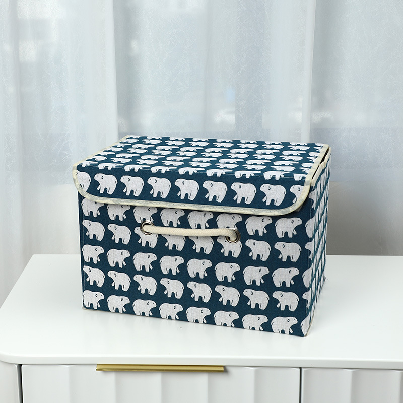 Caja de almacenamiento de tela de lino de algodón cubierta de tamaño pequeño grande caja de almacenamiento de ropa interior caja de almacenamiento de ropa no tejida image 3