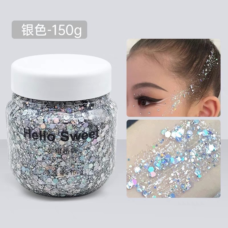 ステージメイクアップスパンコールヘアジェルクリームフォトスタジオメイクアップアーティストラテンダンスヘアグリッターラージスパンコール150グラム大容量|undefined