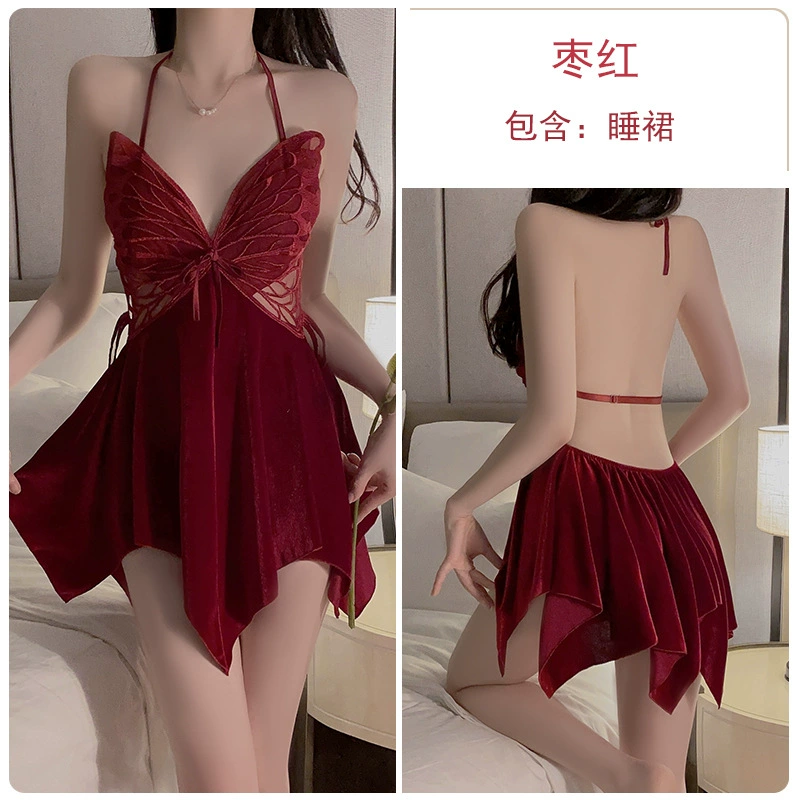Горм Sexy underwear, бархатные бюстгальтеры, пижама, набор, V-образный вырез