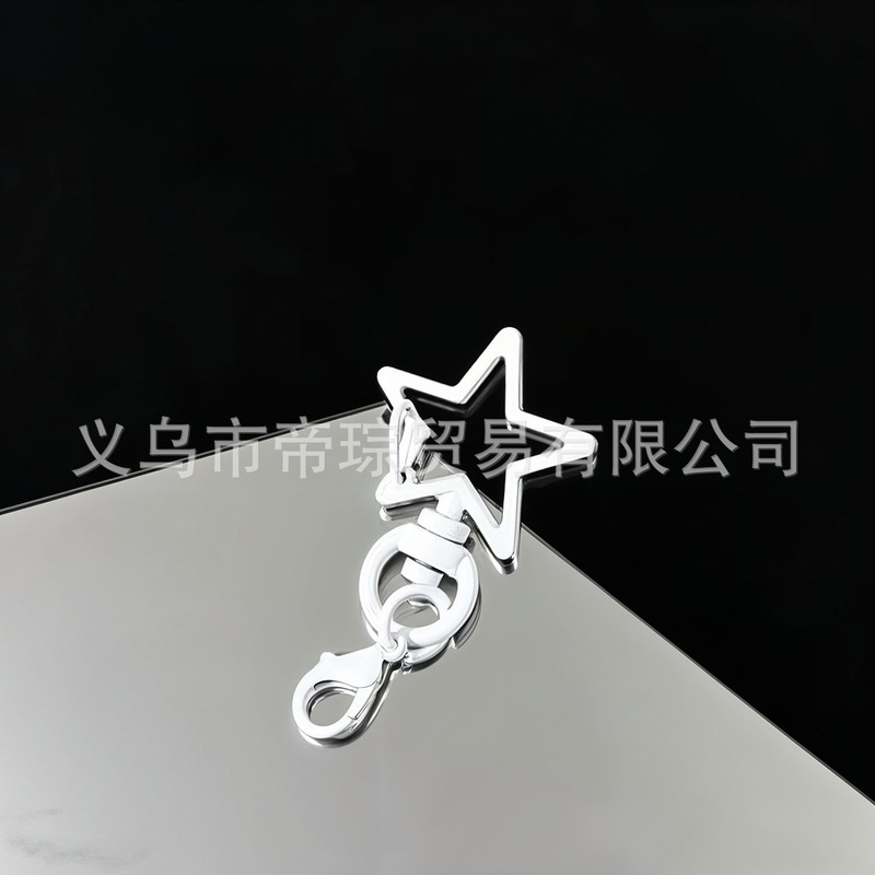 彩色烤漆五角星带小龙虾扣饰品diy配件批发锌合金旋转钥匙扣挂件|undefined