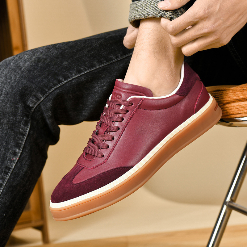 男鞋头层牛皮小白鞋menLP男士休闲shoes德训真皮鞋平底板鞋子2342|undefined