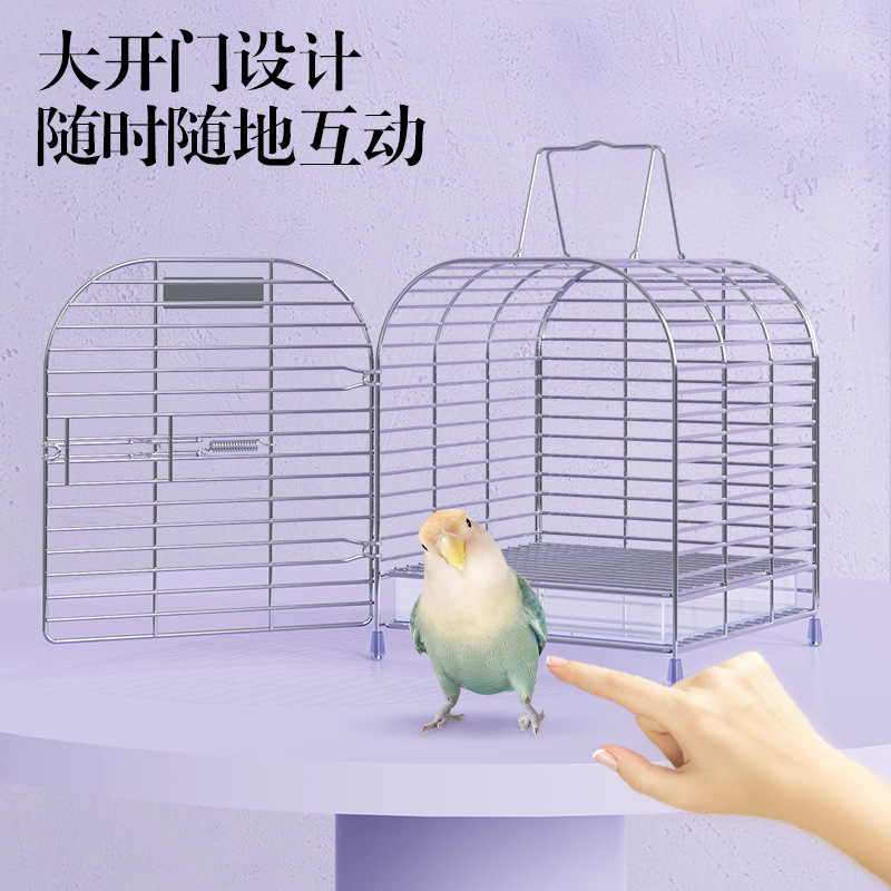 Youso ペットテイクアウトケージ 304 ステンレス鋼鳥カナリアハムスターバンブーケージポータブルケージ|undefined