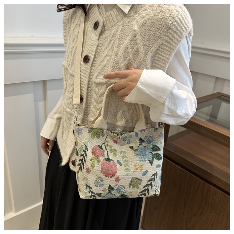 Canvas bag for women 2024 New large-capacity handbag, printed tote bag, niche design, artistic single-shoulder bag for work undefined
