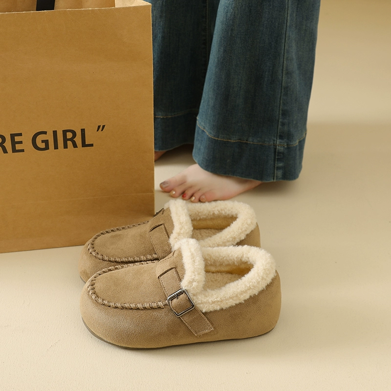 Fleece demi-season loafers, footwear, high shoes platform