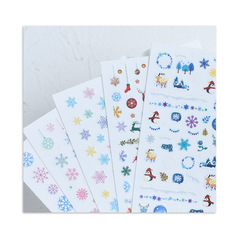 Cross-border Christmas nail sticker mix batch Santa Claus snowflake nail sticker with glue 3D stereoscopic nail sticker