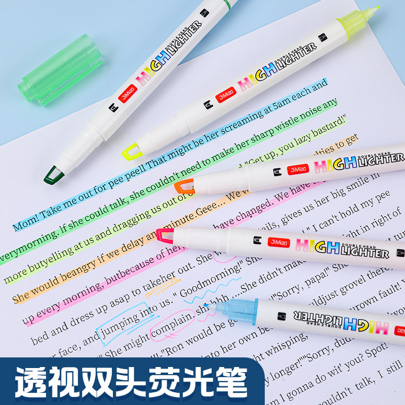 Nueva ventana pluma fluorescente Diario del estudiante pluma de marcado cabeza de la pluma de cristal pluma fluorescente de doble cabeza de alta apariencia papelería