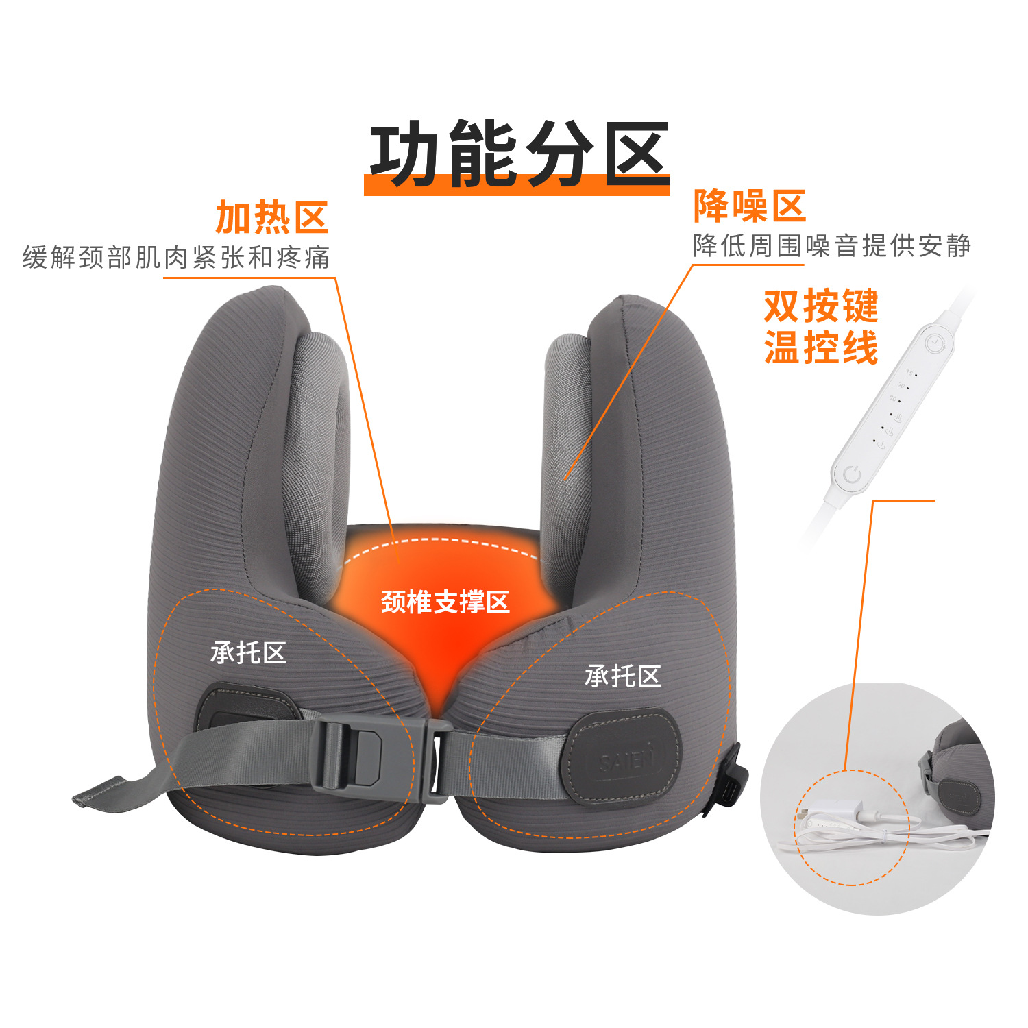 Música bluetooth transfronteriza, almohada de algodón de memoria, almohada de reducción de ruido, almohada de algodón de memoria, almohada de cuello, almohada en forma de U