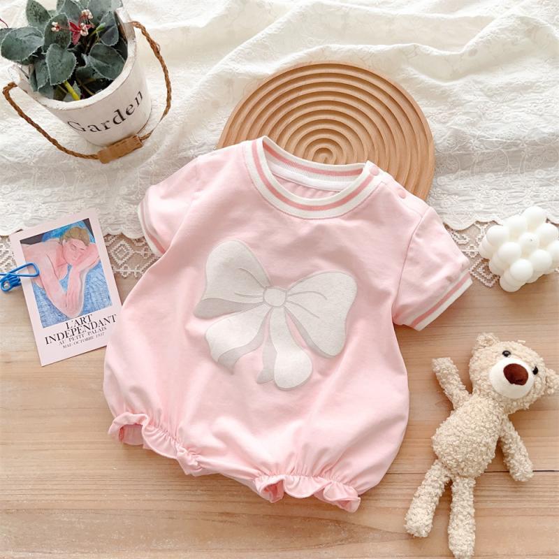 여름 원피스  소녀 보름달 백일 공주 슈퍼 귀여운 가방 방귀 하 옷 새로 태어난 면 얇은 둥지