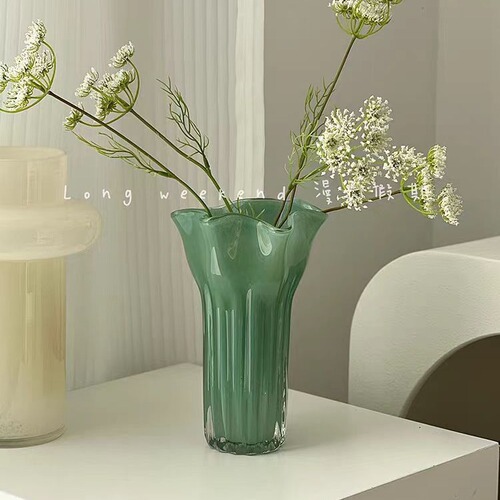 Creative Cabbage Flower Vase Petal Vase Decor Simple Living Room Dining Room Model Room Flower Pot Flower Arrangement Glass Soft Decoration