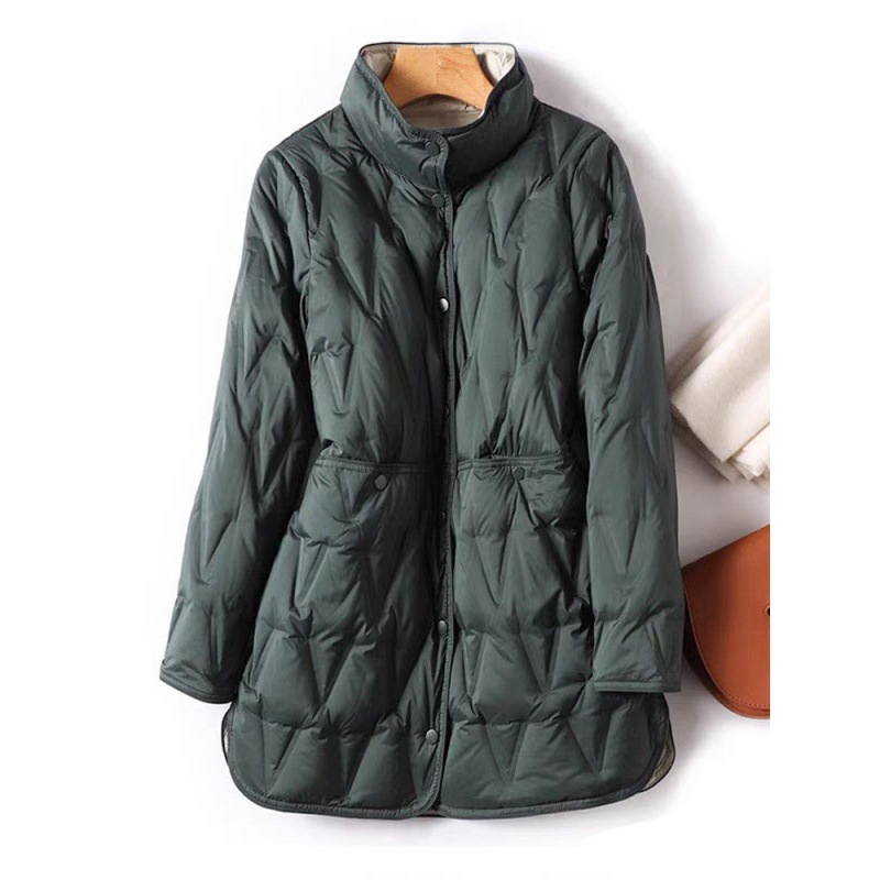 Winter light down jacket women's 2023 new small long plus size 200kg double-sided thin outside