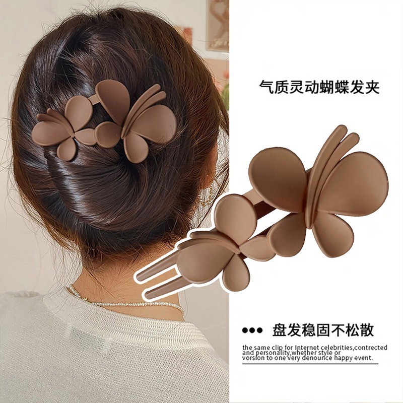 Fashion Flower brown Hairpin brown High-end Sense Clip Headdress Bow Broken Hair Fringe Clip Side Clip
