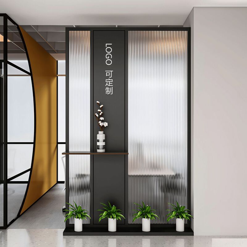 Custom logo screen for company entrance, front desk background image wall, movable folding office partition wall