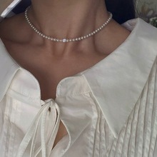 s925纯银小米珠流心方糖项链女轻奢小众设计经典四爪锆石吊坠批发