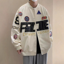 潮牌痞帅棒球领赛车服男2025秋季新款小众高级感刺绣夹克情侣外套