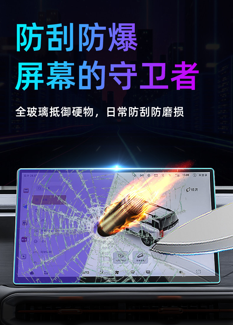 Suitable for Beijing 27 models BJ30 central control tempered film car navigation screen protector display screen protective film dashboard