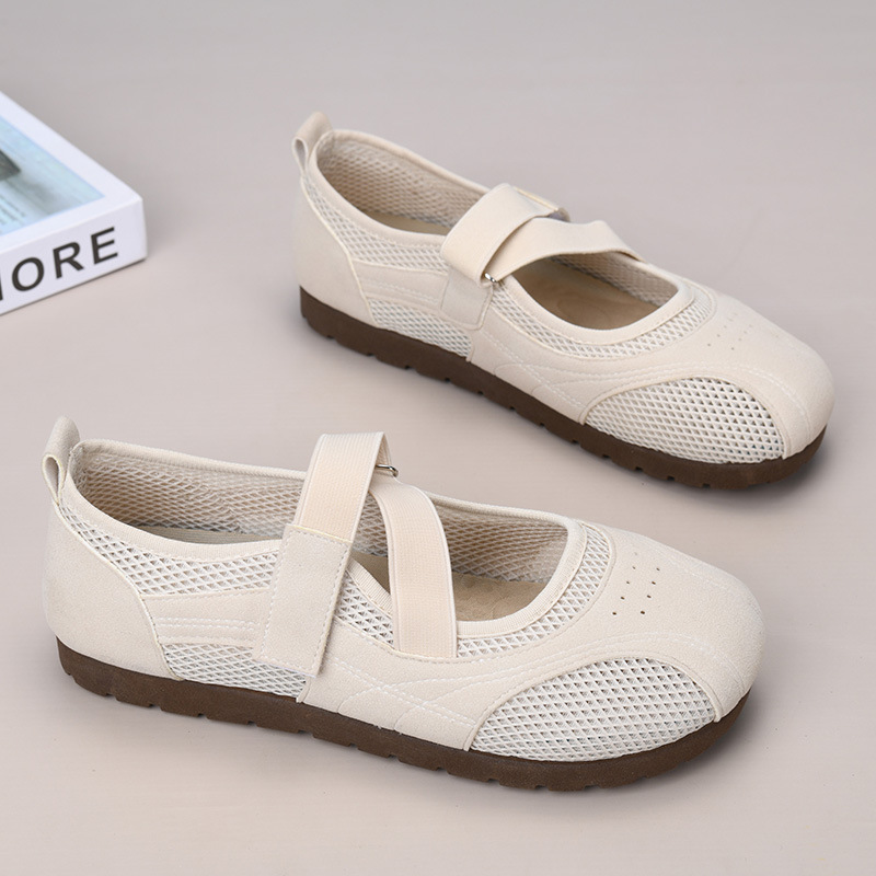 New Sports Mary Jane Women's Shoes Breathable Hollow Mesh Mother Shoes Thin Bottom Ballet Style All-match Casual Single-layer Shoes for Women