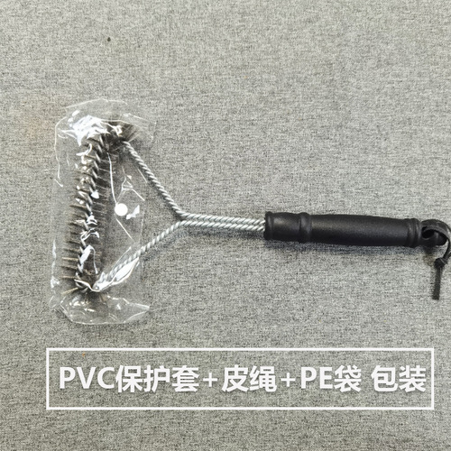 BBQ barbecue tool multifunctional cleaning and rust removal brush triangular barbecue grill cleaning brush 12-inch stainless steel wire brush