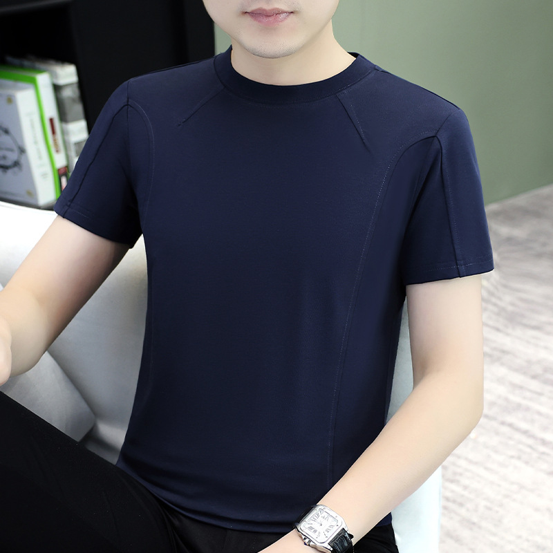 凉感短袖t恤男空白体恤夏季圆领纯色休闲潮流男式上衣半袖衫 代发