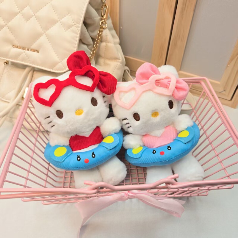 インターネット有名人かわいい水泳リング kt 猫ペンダントぬいぐるみ人形子猫バッグペンダントキーホルダー人形|undefined