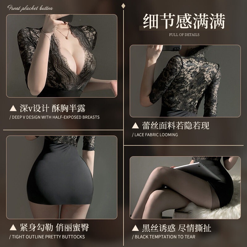 Secretary-Style Bodycon Skirt, Revealing Lingerie, Sexy Ny Uniform, Sleepwear, 2025 New Plus-Size Seductive Outfit for Women