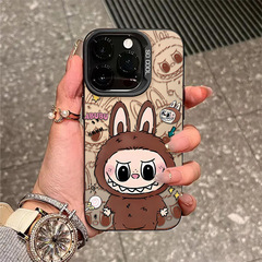 iPhone16promax 携帯電話ケース 新しい 14 漫画 13 かわいいブラウン ラブブ 15promax クロスボーダー