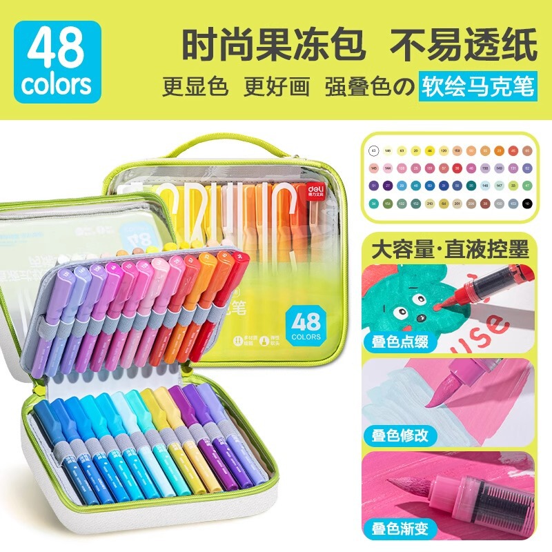 デリバッグ ストレート液体アクリルマーカーペン ソフトヘッド 積み重ね可能 強力なカバー力 小学生の絵画用の紙が透けにくい|undefined