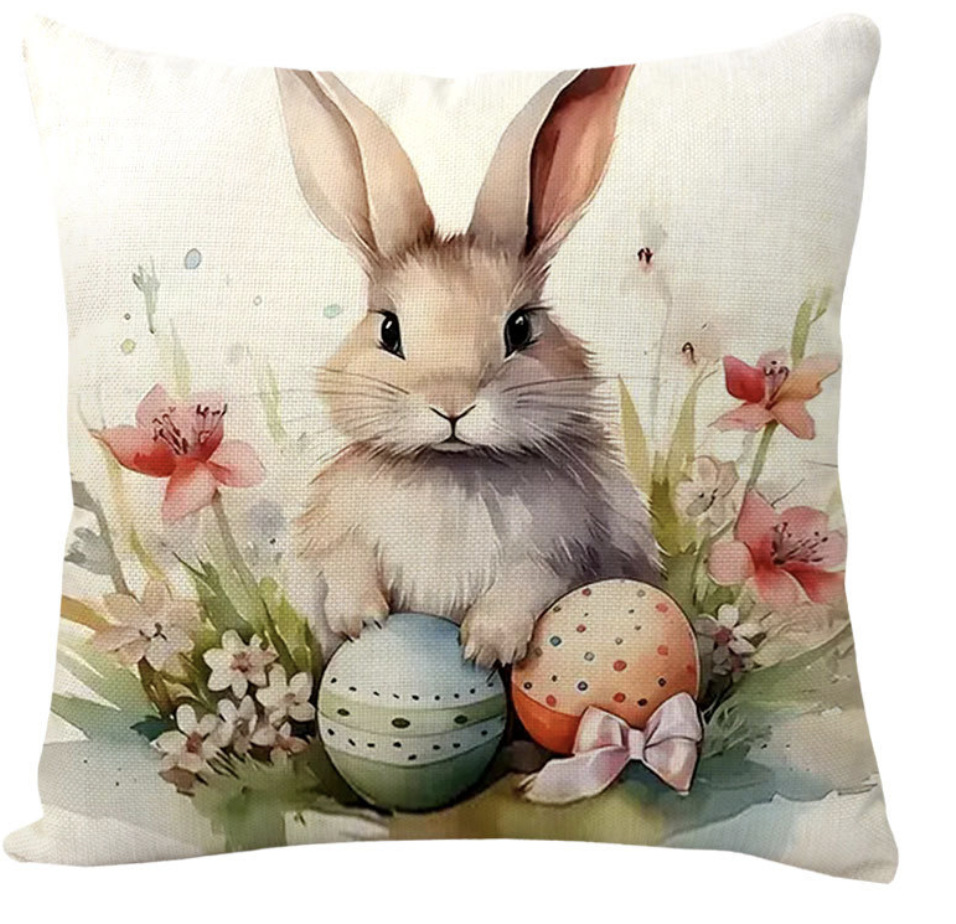 Amazon transfronterizo conejo de Pascua huevo lino almohada cubierta de cojín de coche de oficina sofá