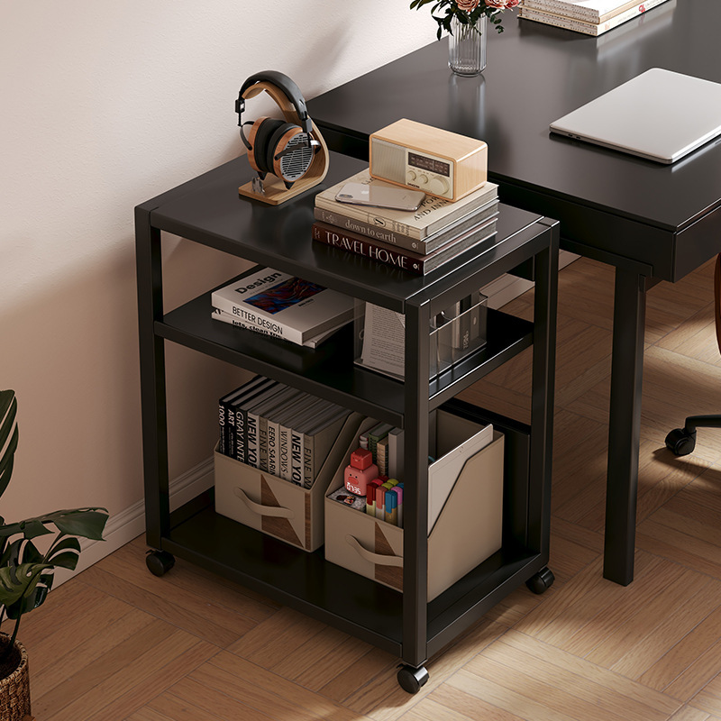 Estante junto al escritorio de la computadora Estante de almacenamiento de carro de hierro forjado multicapa de piso a techo Gabinete de almacenamiento de archivos de oficina extraíble