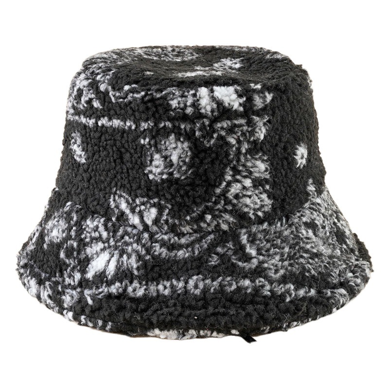 Sombrero de pescador negro otoño e invierno de las mujeres moda coreana marca de moda japonesa cara pequeña felpa ala corta sombrero de lavabo cálido