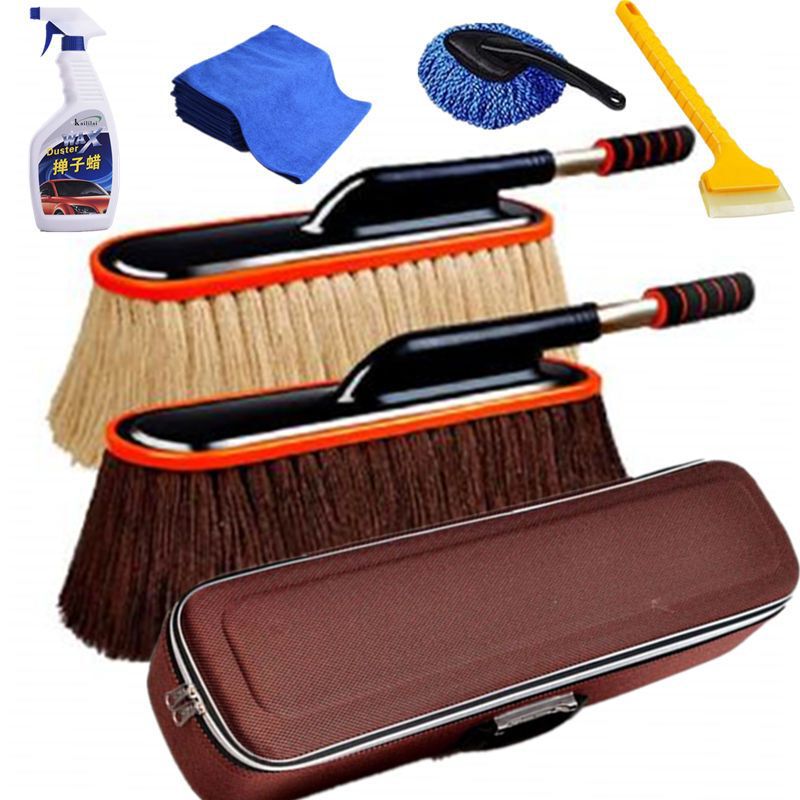 Cotton thread car mop snow removal artifact wax mop retractable dust removal car wash mop car brush gray car supplies