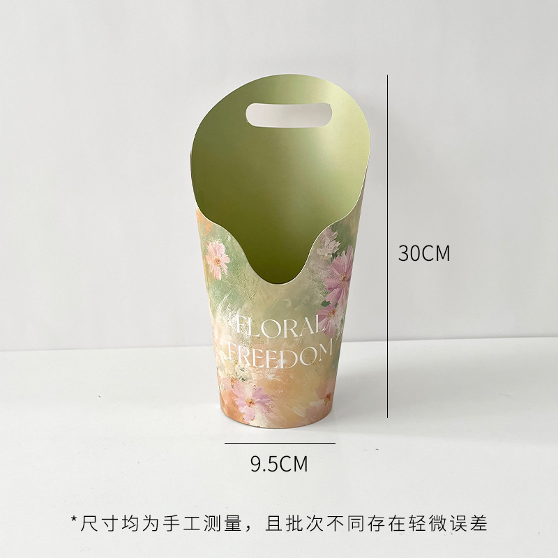 芯苼 馥郁油画圆形手提鲜花束插花盒花店花艺手工diy礼物包装资材|undefined