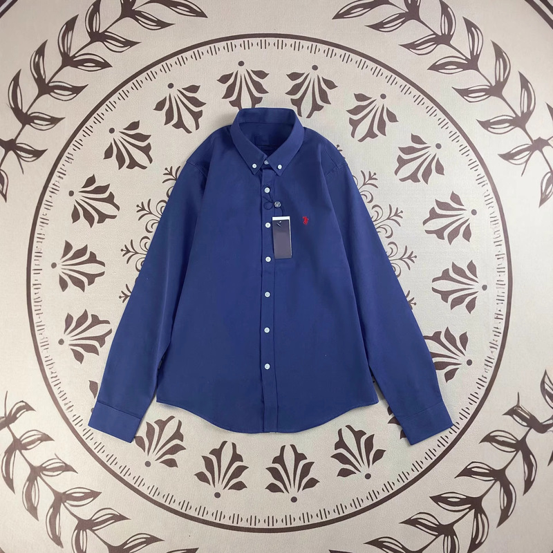 Ralph Lauren Polo Classic American Style Horse Logo Embroidered Long Sleeve Pure Cotton Casual Shirt for Couples Women
