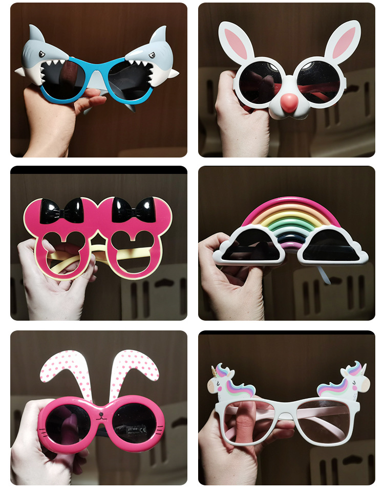Big pineapple shark 3D funny glasses Unicorn children's glasses frame Concave shape cake rainbow children's glasses frame detail image 2