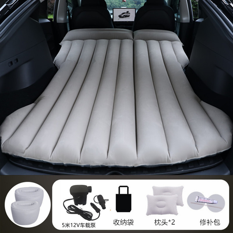Inflatable Bed for | Tesla Vehicle-mounted inflatable bed - gray-tesla-with-5m-cable-car-pump-round-stool