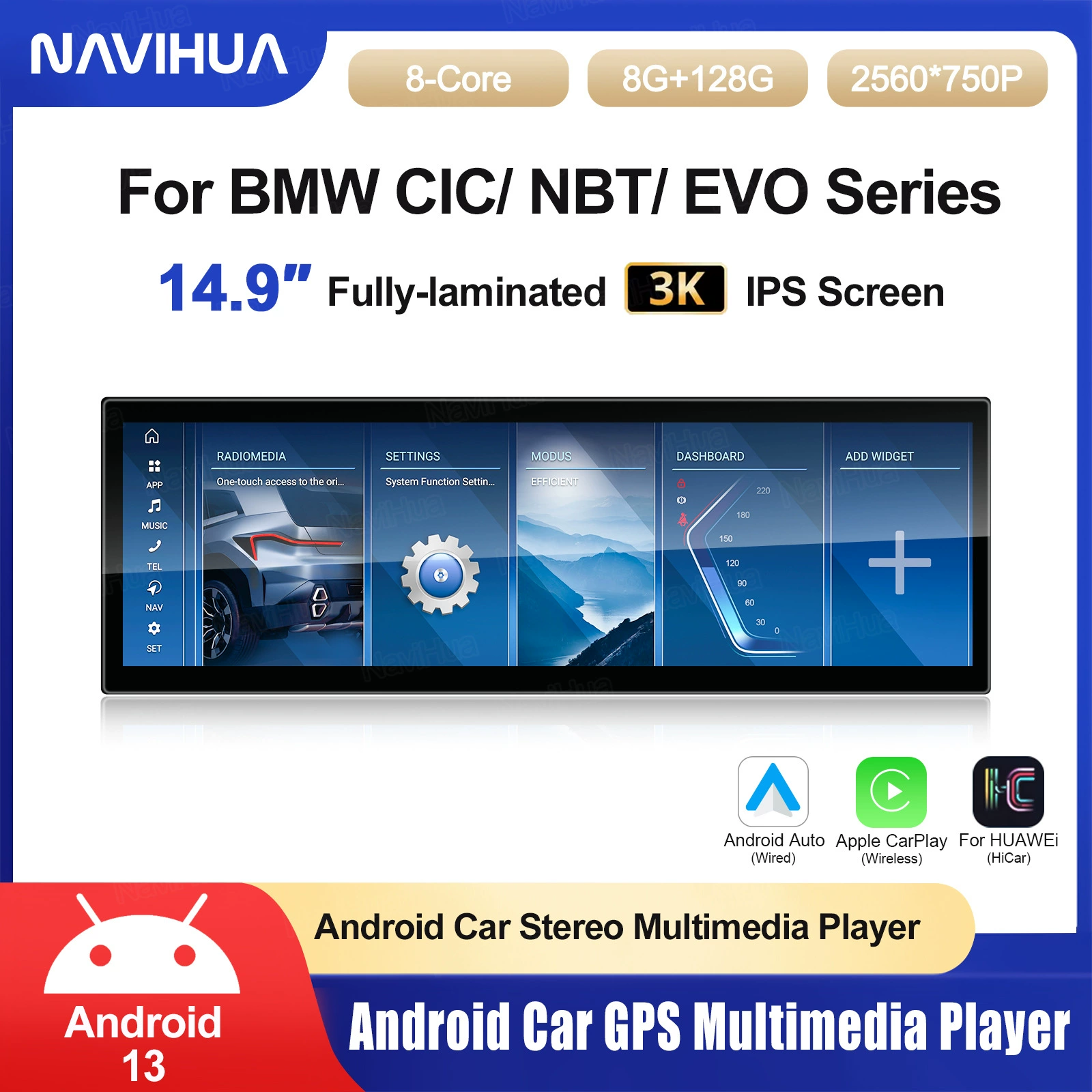 Подходит для серии BMW 567, X1X5X6, 14.9-дюймовый Android центральный блок навигации автомобиля, все-в-одном, с 360 функциями