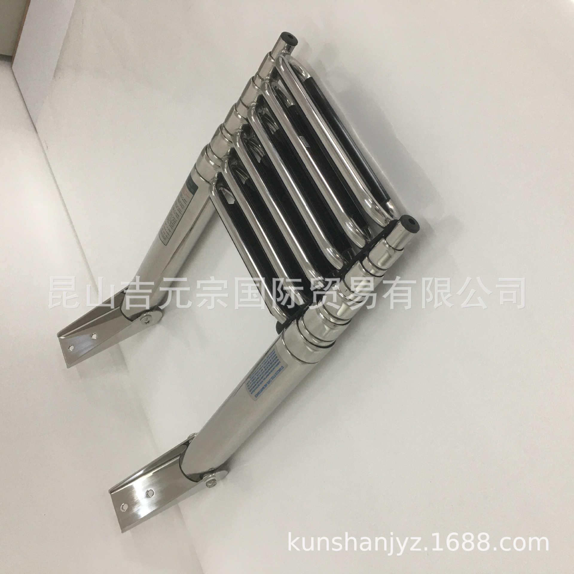 不锈钢304六节伸缩下水梯双踏板登船梯甲板梯游艇船用五金配件