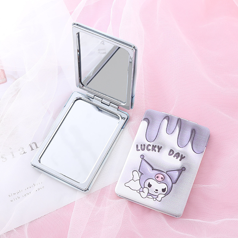 Lindo espejo pequeño Sanrio Kulomi espejo de maquillaje portátil de alto valor espejo de maquillaje portátil dormitorio de estudiantes espejo de maquillaje plegable