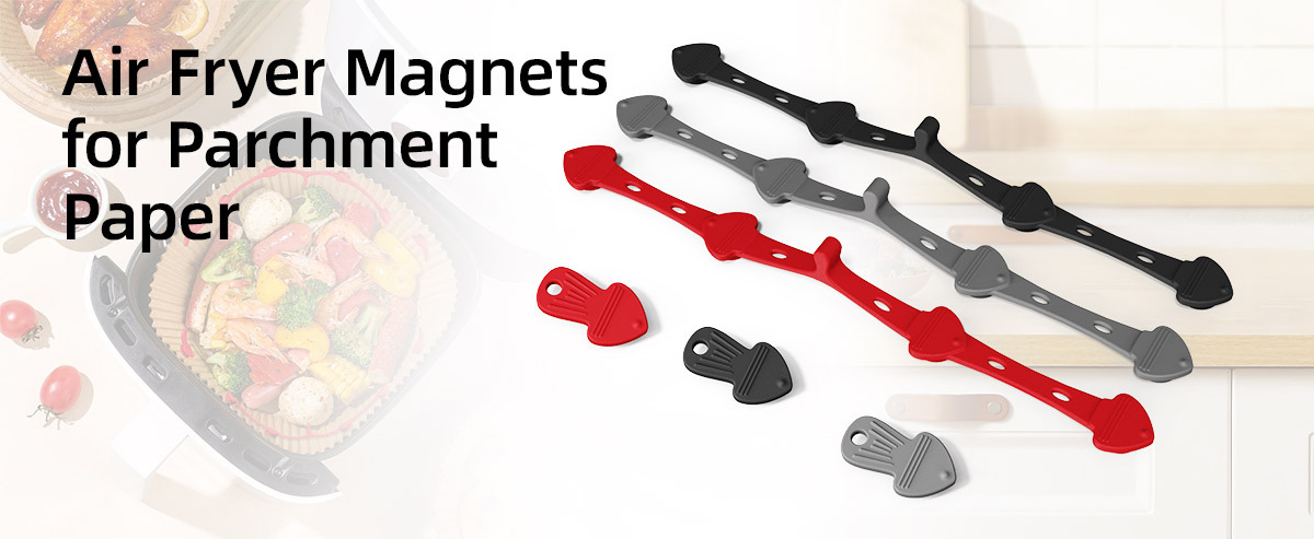 Grenzüberschreitender neuer Heißluftfritteusen-Magnet-Silikonriegel Heißluftfritteusen-Backpapierauskleidung temperaturbeständiger Magnetfesthalter