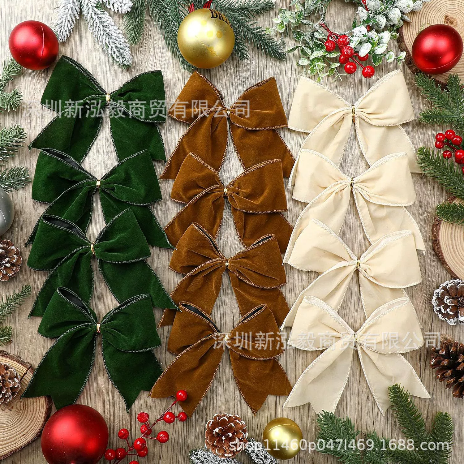 Рождественский бархатный бант, деревенская гирлянда, винтажная бархатная лента, праздничные украшения, гирлянда для рождественской елки
