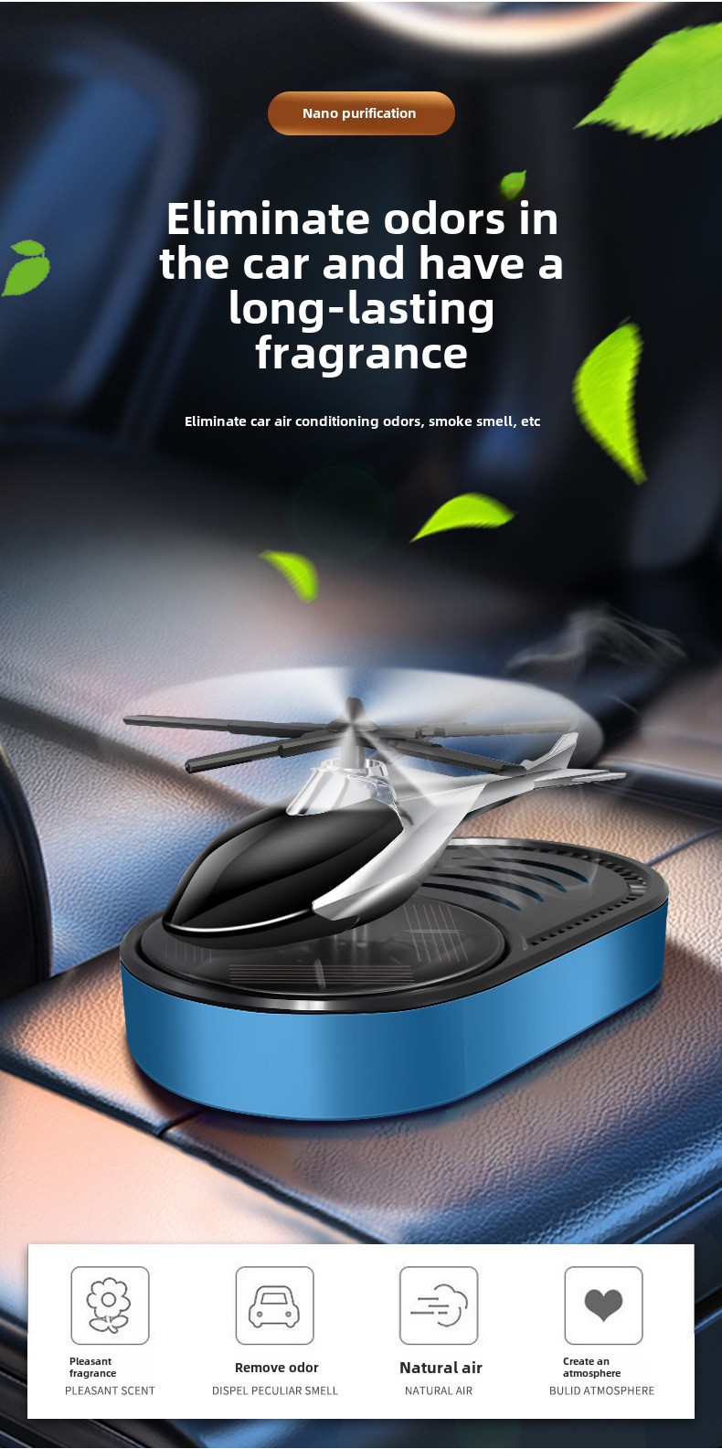 Auto Parfüm Auto Aromatherapie Auto Deodorant Langanhaltender Duft Licht Duft Solar Helikopter Dekoration_voghion.com