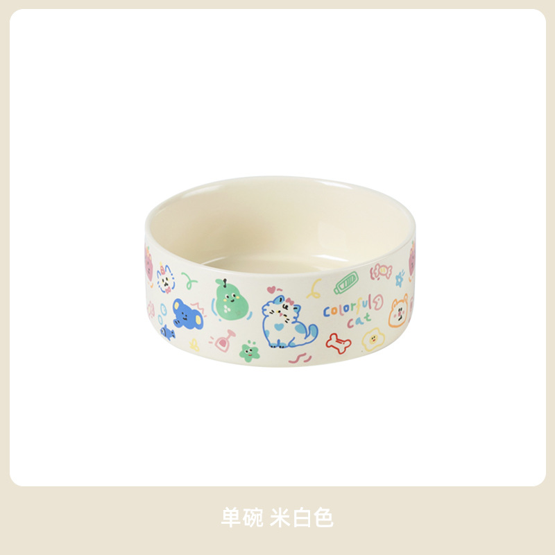 Cerámica alta pierna para gatos cuello de protección de altura anti-derrumbe tazón de grano para beber tazón de graffiti tazón para perros y gatos artículos para mascotas
