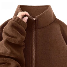 摇粒绒外套秋冬新款休闲加厚双面绒男女士立领帅气百搭大码夹克
