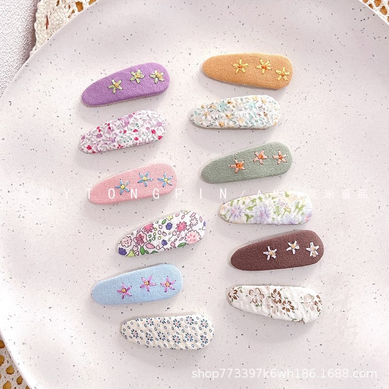 子供用の花のヘアピンの赤ちゃんの綿と麻の布芸の刺繍の前髪のクリップのヘアピンの乳幼児のかわいいクリップのヘアピン|undefined